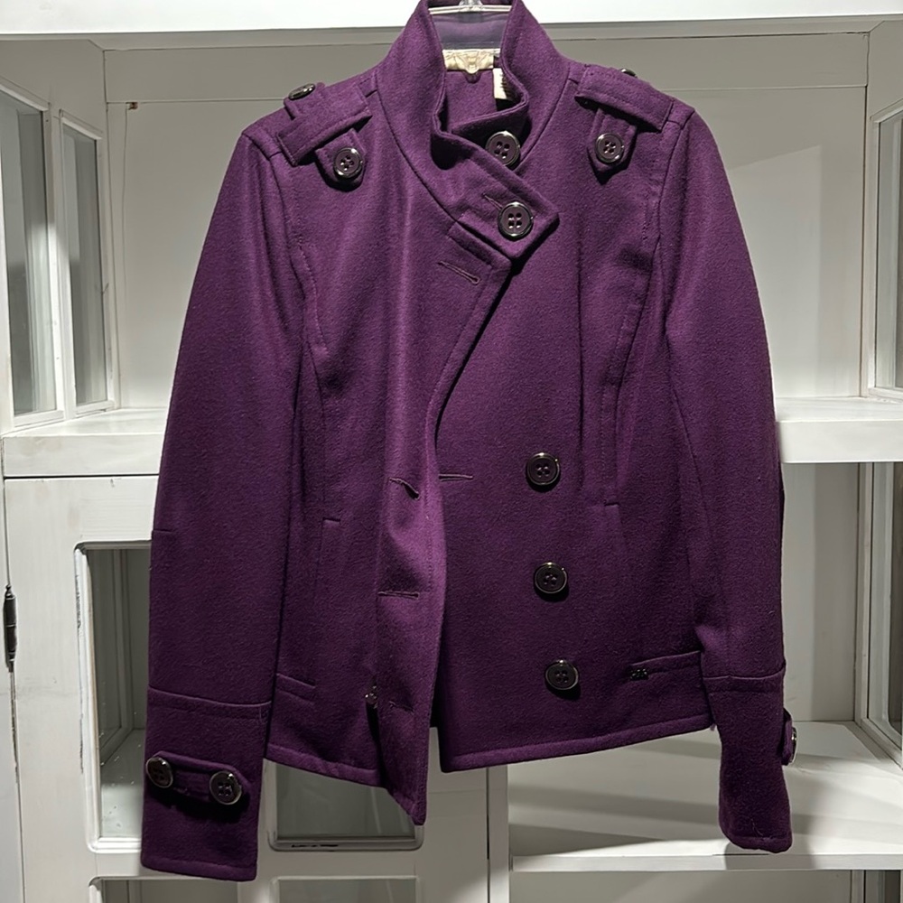 NWT DKNY Jeans Purple Button Coat Juniors Size L